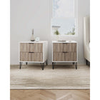 Manhattan Comfort DUMBO 20.07" Modern 2-Drawer Nightstand 2-Piece Set - White/Rustic Grey-Includes 2 Full Extension Drawers Designed in Vertical Textured Ribbed Lines