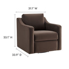 Modway Liora Performance Velvet Armchair - Chocolate-Removable Back and Seat Cushion