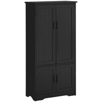 HOMCOM 48" H Kitchen Pantry Cabinet with Shelves - Black-2 adjustable and removable shelves in an upper storage cabinet for more flexible storage 