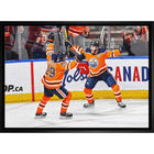 Leon Draisaitl and Connor Mcdavid Oilers Celebration - Framed Canvas - 31" x 22"-Premium canvas print with gallery-wrapped edges