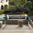 Modway Optica Chevron With End Borders Indoor/Outdoor Area Rug - 5 ft W x 8 ft L - Grey/Beige-Durable Indoor/Outdoor Rug