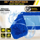 Gritt Commercial Microfiber Looped Dust Mop Pad Head - 36" x 5" - Blue - 12 Pack-Quickly and easily attracts and whisks away dust