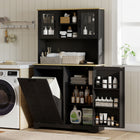 HOMCOM 69" H Kitchen Pantry Cabinet with Charging Station and Trash Can Compartment - Black-Adjustable shelves with three height options for flexible organization 