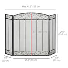 HOMCOM 3-Panel Folding Fireplace Screen with Vine Pattern Metal Mesh - Black-Mesh design allow you to watch the fire through the screen 