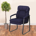Flash Furniture Navy Microfiber Executive Side Reception Chair with Lumbar Support & Sled Base-Contoured Cushions