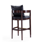 Manhattan Comfort Ritz 22" Mid-Century Modern Faux Leather Upholstered Bar Stool - Black and Dark Walnut - 3 Pack-Seat Height: 30.5"