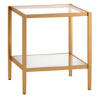 Hudson&Canal Hera 20"W Square Side Table with Mirror Shelf - Brass-A modern contemporary design for your living room, bedroom, and more