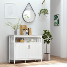 HOMCOM 41.75" L Sideboard Buffet Storage Cabinet - White-Build-in adjustable shelves for you to adjust the space to suit your needs 