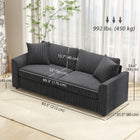 HOMCOM 3 Seater Upholstered Sofa Couch for Bedroom - Dark Grey-6.3" (16 cm) thick cushions and track arms provide relaxation