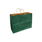Eddie's 100% Recycled Kraft Shopper Paper Bag - 16" L x 6" W x 12" D - Forest Green - 250 Pack-16" x 6" x 12"