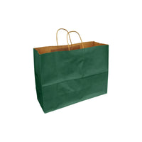 Eddie's 100% Recycled Kraft Shopper Paper Bag - 16" L x 6" W x 12" D - Forest Green - 250 Pack-16" x 6" x 12"