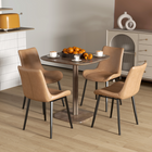 HOMCOM 27.6" Square Dining Table with Wood-Effect Top for 4 - Dark Brown-1" thick tabletop with pedestal base provides solid support for meals