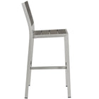 Modway Shore Outdoor Patio Aluminum Armless Bar Stool - Silver Gray-Sturdy Footrest
