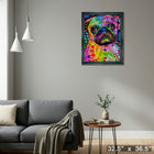 A Pug by Dean Russo - Framed Print - 32" x 36"-Ready to hang - arrives fully assembled