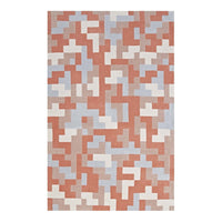 Modway Andela Interlocking Block Mosaic Area Rug - 5 ft W x 8 ft L - Multicolored Coral/Light Blue-Interlocking Block Mosaic Area Rug