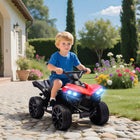 Qaba 6V Battery Powered Kids ATV 4 Wheeler with Music and LED Headlights - Red-Made of robust metal and PP for a safe, stable experience 
