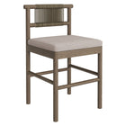 Modway Eleni Outdoor Teak Wood Counter Stools 2-Piece Set - Weathered Grey/Pebble-Non-Marking Foot Caps
