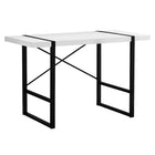 Monarch Specialties 7313 48" Computer Desk - White/Black Metal-Industrial-inspired computer desk with a thick-panel desktop in a white finish