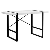 Monarch Specialties 7313 48" Computer Desk - White/Black Metal-Industrial-inspired computer desk with a thick-panel desktop in a white finish