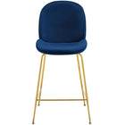 Modway Scoop Gold Stainless Steel Leg Performance Velvet Counter Stool - Navy-Assembly Required