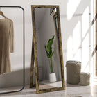 HOMCOM Full Length Mirror - 20.1" W x 57.9" H - Rustic Brown-MDF frame is strong for a mainstay in your home furniture 