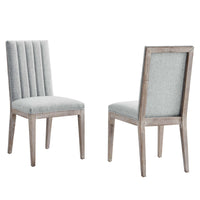 Modway Maisonette French Vintage Tufted Fabric Dining Side Chairs - Light Grey - 2 Pack-Tufted Dining Side Chairs - Set of 2