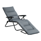 Outsunny Folding Lounge Chair with Cushion - Adjustable Back - Grey-Tan or lounge around the pool together on