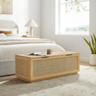 Modway Soma 47" Rattan Storage Bench - Oak-Flip Top with Cut-out Handles
