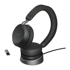 Jabra Evolve2 75-USB-A MS Stereo Headset-Music time Up to 36 hours (with ANC off)/Up to 33 hours (with ANC on); Talk time Up to 24 hours (with ANC/busylight off)/Up to 18 hours (with ANC on/busylight on)
