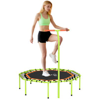 Soozier 50" Foldable Fitness Trampoline with Adjustable Handle - Bungee-Features 32 elastic ropes and a steel frame for safe, stable bouncing 