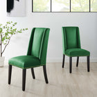 Modway Baron Performance Velvet Dining Chairs - Emerald - 2 Pack-Sinuous Spring Support System