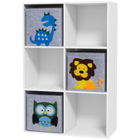 Qaba Shelf Toy Storage Cabinet for Children's Room, Playroom, Hallway -White-Six large storage cubes for organization
