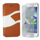 Exian Wallet Wave Pattern Case for Core LTE - Beige/White-Lightweight