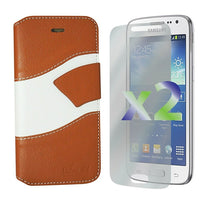 Exian Wallet Wave Pattern Case for Core LTE - Beige/White-Lightweight