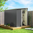 Outsunny 5 x 7FT Lean to Outdoor Storage Shed with Foundation Kit-Easily enter and exit with space-saving sliding doors
