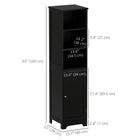 Kleankin Tall Narrow Bathroom Storage Cabinet - Black-Made of MDF with painted finish for sturdiness