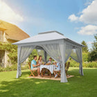 Outsunny 12 ft W x 12 ft L Pop-up Tent Gazebo Instant Canopy - Light Grey-3 Level adjustable legs to adjust the height easily
