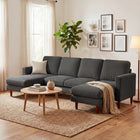 HOMCOM U-Shaped Sectional Couch with Double Chaise - Dark Grey-Plush back cushions and high armrests add extra comfort and support  