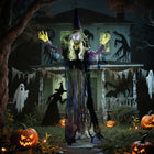 Outsunny 6' Animated Hanging Witch Halloween Decoration-Sound-activated with bendable arms for added interactive thrills 