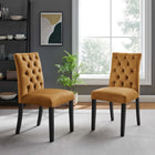 Modway Duchess Performance Velvet Dining Chairs - Cognac - 2 Pack-Dense Foam Padding for Comfort