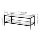 Hudson&Canal Hera 45"W Rectangular Coffee Table with Glass Shelf - Blackened Bronze-9
