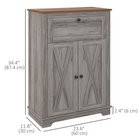 HOMCOM 23.6"W Farmhouse Sideboard Buffet Cabinet with Barn Doors & Drawer - Grey Wash-Solid MDF frame with a melamine coating for greater stability