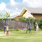 Qaba Outdoor 6-in-1 Kids Heavy Duty Swing Set-Supports four children playing simultaneously for group fun 