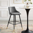 Modway Adorn Performance Velvet Bar Stool - Gray-Performance Velvet Polyester Upholstery