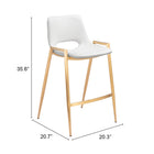 Zuo Desi Counter Stool - White/Gold - Set of 2-8