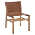 Modway Sonora Leather Dining Side Chair - Chestnut/Tan-Teak Wood Frame