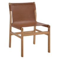Modway Sonora Leather Dining Side Chair - Chestnut/Tan-Teak Wood Frame