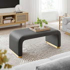 Modway Koda Performance Velvet Waterfall Ottoman - Brass/Storm Grey-Metal Base