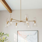 Modway Beacon 6-Light Chandelier - Clear/Satin Brass-Ceiling Canopy With Swivel Adaptor
