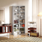 HOMCOM Double Media Cabinet, 9-Tier DVD Shelf with 18 Compartments - White-Particle board structure for a reliable everyday piece. Smooth and protective melamine coating